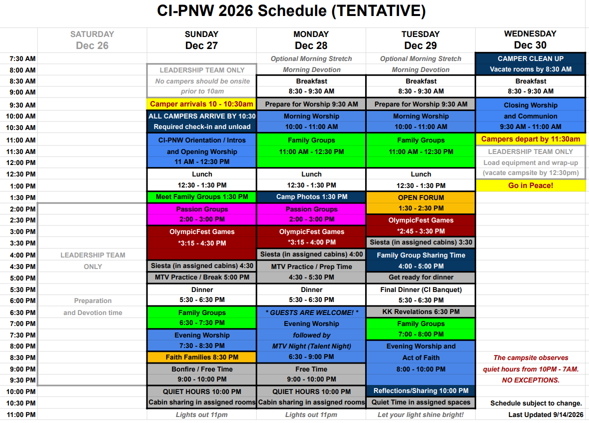 CI 2026: Schedule
